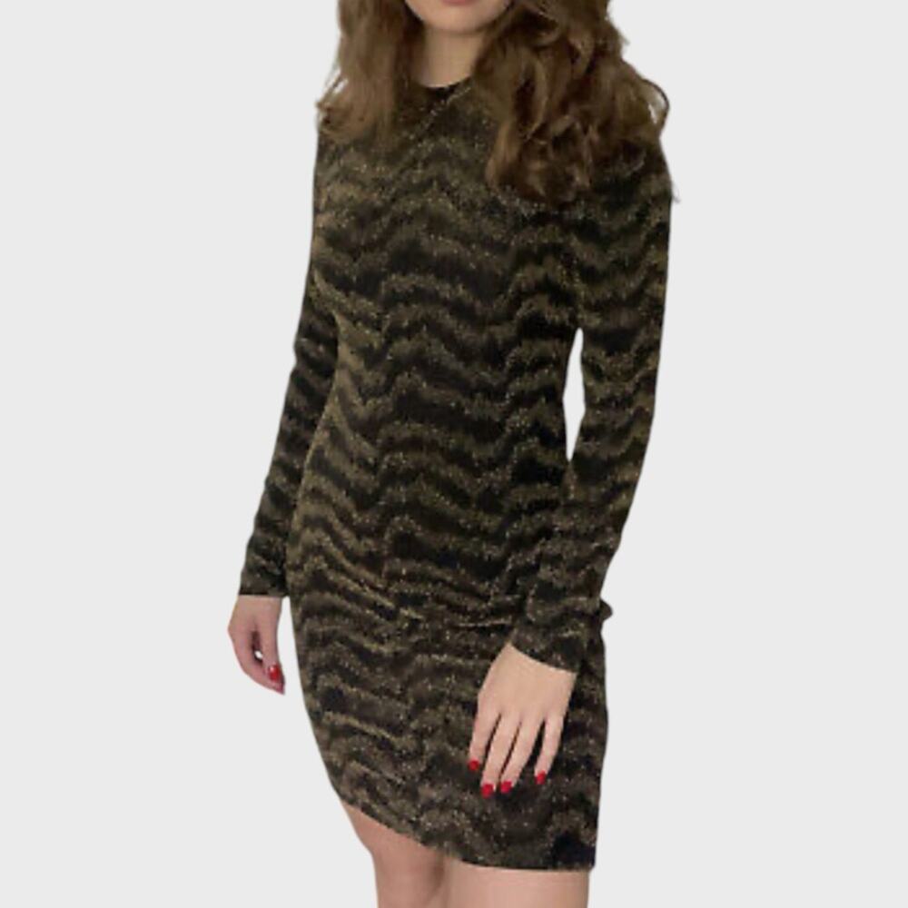 Boston Proper Black Gold Glittery Bodycon Dress Womens Size M Party Mobwife